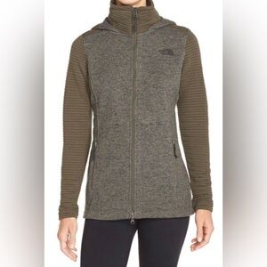 Green North Face Hooded Zip Sweatshirt